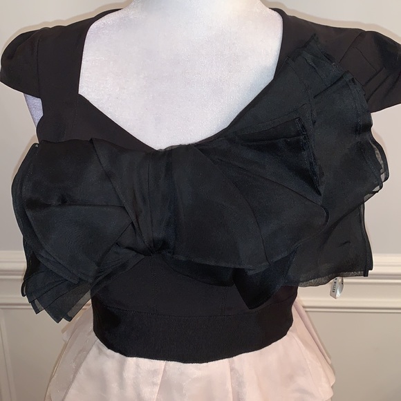 Karen Millen Organza Black & Champagne Dress Size 4 - Picture 4 of 5